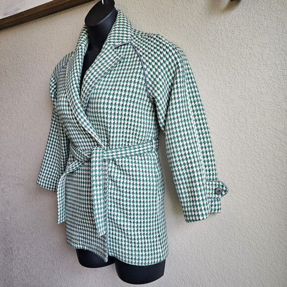 Athene Prêt Á Porter Houndstooth Coat Wool Cashmere Japan Sz 11 - Picture 2 of 10